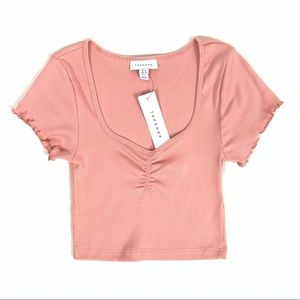 NWT Topshop Pink Ruched Crop Top size 6